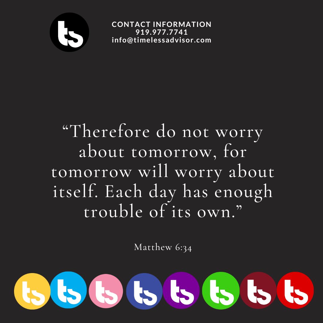 TeamTimeless14's tweet photo. Worry about one thing at a time and address one problem at a time. Worrying about what tomorrow will bring can stress you out. Make this Monday great!

#thetimelessway #wealthmanagement #realestate #mortgages #investing #consulting #insurance #auto #home #commercial #life https://t.co/LaLiTqIdBE