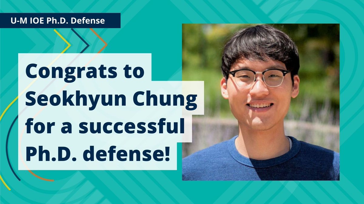 Congrats to Seokhyun Chung for a successful PhD defense! Seokhyun has accepted an Assistant Professor position at the <a href="/UVA_ESE/">UVA_ESE</a>! We wish you well during your next steps!

Dissertation: Collaborative and distributed data analytics for smart and connected systems
Chair: <a href="/raedkontar/">Raed Al Kontar</a>