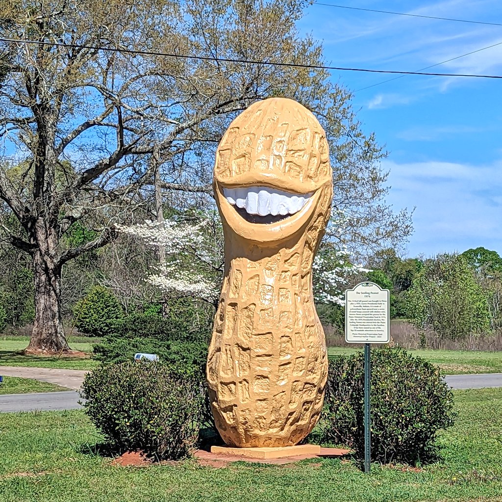 tinyocean_rving's tweet photo. After visiting the museum we stopped at the Smiling Peanut! 😁🥜

#RVTrip32 #SpringBreak #SpringBreak2023 #Georgia #Plains #JimmyCarter #NationalHistoricalPark #History #JuniorRanger #President #PresidentCarter #PlainsHighSchool #Peanut #SmilingPeanut #Smiling #TinyOcean #Nature https://t.co/3SxEOLDvDS