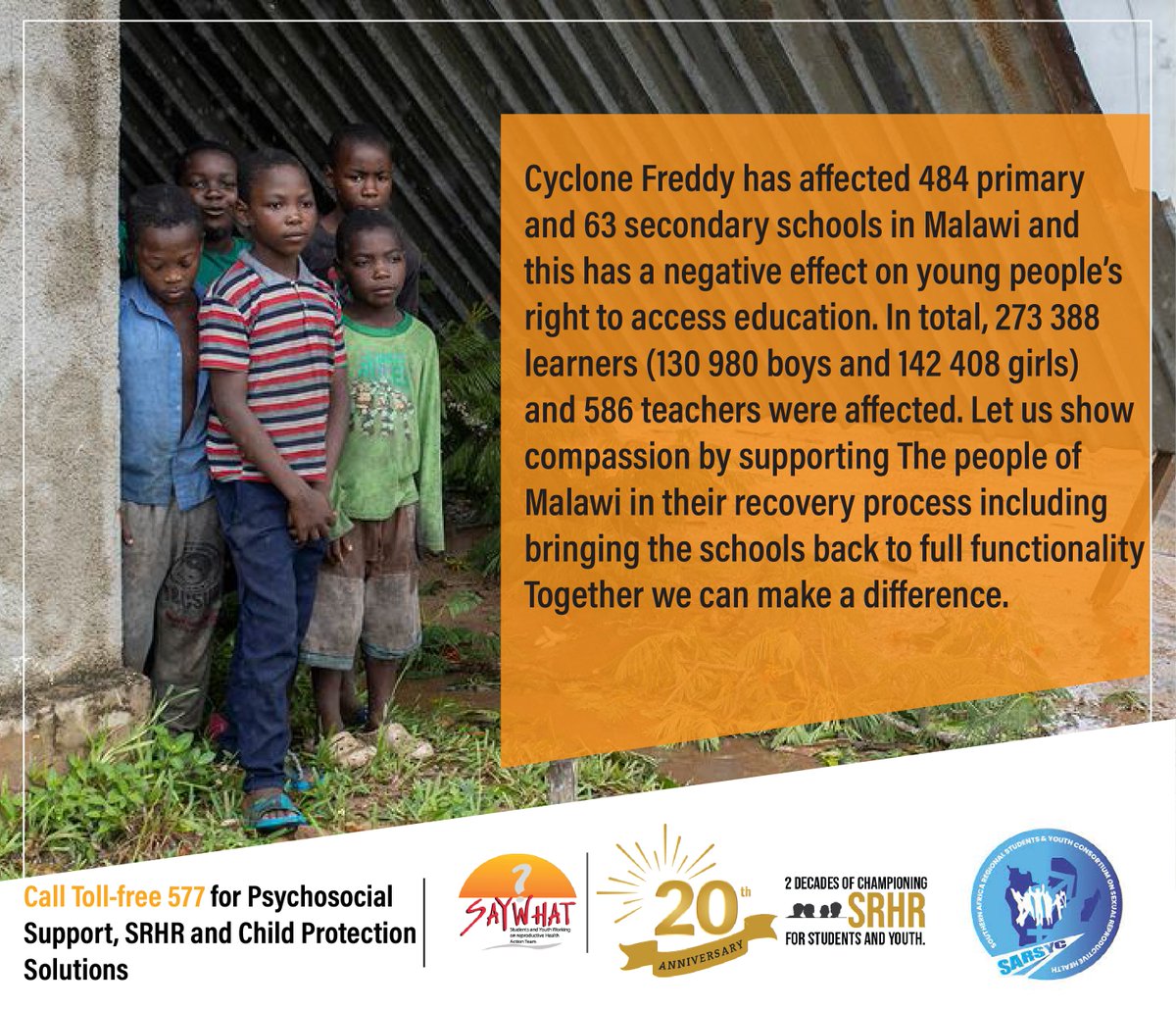 SARSYC (@sarsyc) on Twitter photo Cory Brooker: If you want to go fast, go alone; if you want to go far, go Together. Together we can do so much more. Email us on saywhat@mweb.co.zw to organize for donations that will aid Cyclone Freddy victims. Tinned foods & non-perishables will go a long way. Cory Brooker: If you want to go fast, go alone; if you want to go far, go Together. Together we can do so much more. Email us on saywhat@mweb.co.zw to organize for donations that will aid Cyclone Freddy victims. Tinned foods & non-perishables will go a long way.