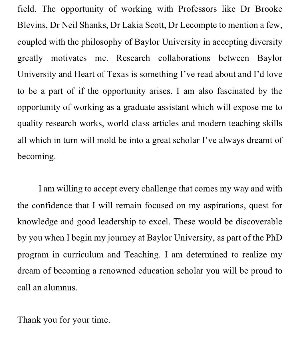 My Personal Statement into Baylor. My supervisor still talks about it once in a while till today. 😂 He said it was breathtaking. I was just writing my heart out. So, write your heart out as well. ❤️❤️