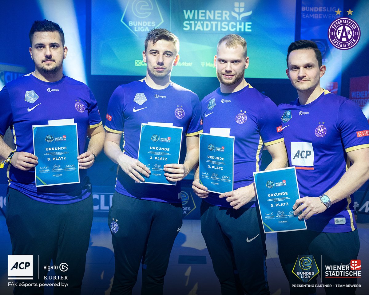 Nach zwei Vizemeisterschaften in Folge beendete <a href="/FAK_eSports/">Austria Wien eSports</a> den <a href="/eBundesliga_at/">eBundesliga</a>-Teambewerb heuer auf dem guten dritten Platz 🥉

Wir machen weiter. Neuer Angriff 2024!  ✊💜

Glückwunsch an <a href="/SCRAltach/">SCR Altach</a> zur Titelverteidigung 👏
#faklive #FAK #eBundesliga