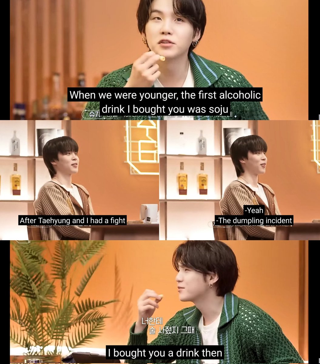 myyouwithjk's tweet photo. yoongi bought jimin soju after his dumpling incident with taehyung ...
my guy was really distressed and drank his sadness away with yoongi hyung 😭😭 https://t.co/xVRLq1AWid