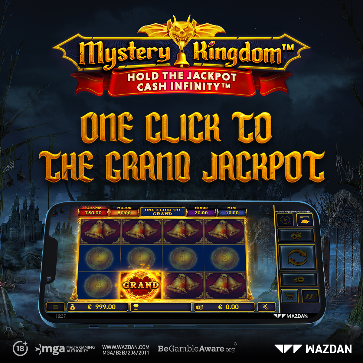 Mystery Kingdom™: Mystery Bells reveals a new enchanting feature - One Click to the Grand Jackpot! ✨

This tool opens a new possibility of landing the Grand prize with just one click right at the gates to the Bonus round! &#128184;

+18 | Play responsibly

