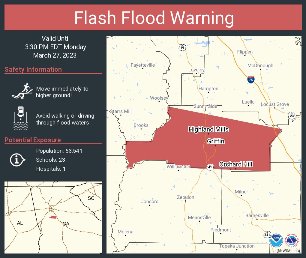 NWS Atlanta on Twitter "Flash Flood Warning including Griffin GA
