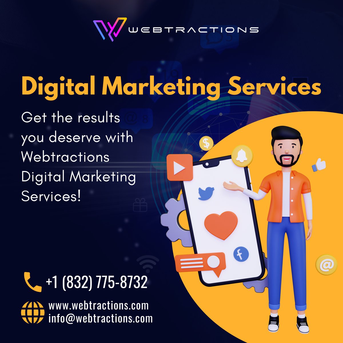 Webtractions1's tweet photo. Digital Marketing Services
Get the results you deserve with Webtractions Digital Marketing Services!
US Phone: (832) 775-8732 | Email: info@webtractions.com | Website: https://t.co/Ez6RdyWh4X
#SEO #Digitalmarketing #Searchengineoptimization #Emailmarketing #Onlinemarketing https://t.co/LMfvqkpI1T