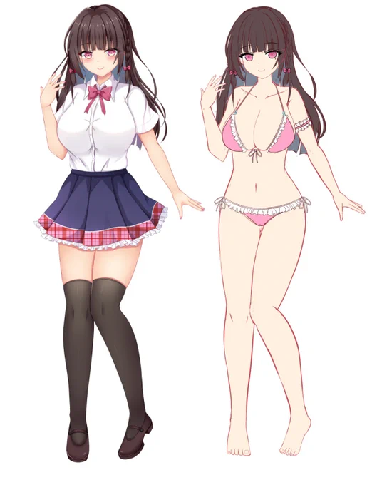 コミ1の新規イラスト用に結ちゃんの水着もデザインした巨乳はフリフリの可愛いのにするべき(異論は認める 