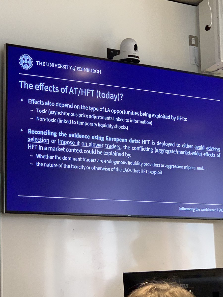econromesh's tweet photo. Conflicting effects of algorithmic/high frequency traders taking advantage of latent arbitrage opportunities, @gbengaibikunle presenting at @LSE_SRC event on #ComputerTrading in financial markets https://t.co/Kgr0n32k8N