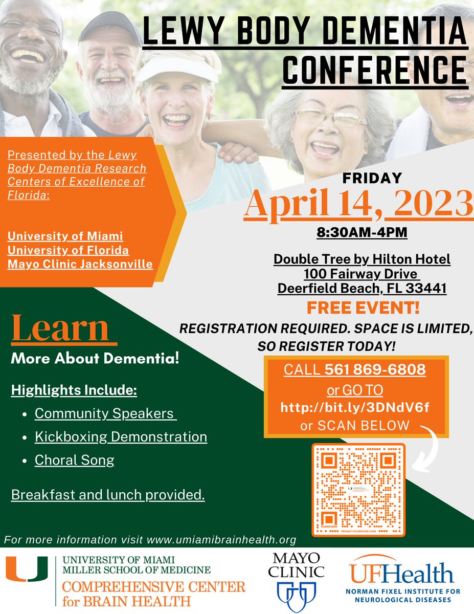 If you live in Florida🌴, please join us for our 👉🏼April 14th Lewy Body Dementia Conference👈🏼, and please share with those who may be interested! Thank you! 🙏  bit.ly/3DNdV6f