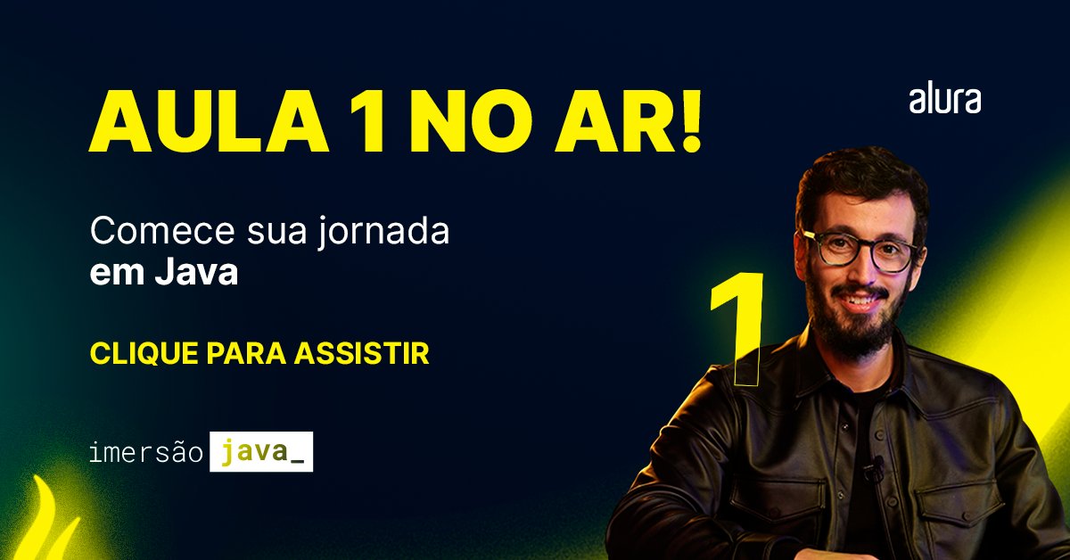 AluraOnline's tweet image. A AULA 1 da #ImersãoJava já está disponível. Você já conferiu a sua caixa de entrada? ☕✨

Lembrando que se você tiver alguma dúvida, o time de instrutores da Alura está a postos para ajudar lá no Discord exclusivo. 

Bons estudos, pessoal! 💙