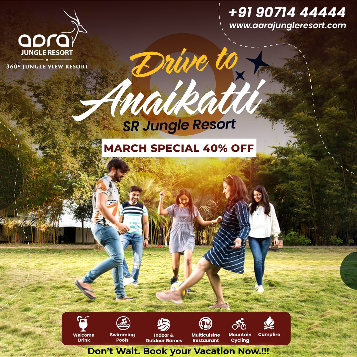 Take a break & delight yourself with a refreshing nature @ Aara Jungle Resort, Anaikatti, Coimbatore.

For Assistance:
+91 90714 44444
aarajungleresort.com
g.page/aara-jungle-re…

#coffeekudil #aarajungleresort #anaikattiresorts #karupatticoffee #coimbatore #aarajungleresort