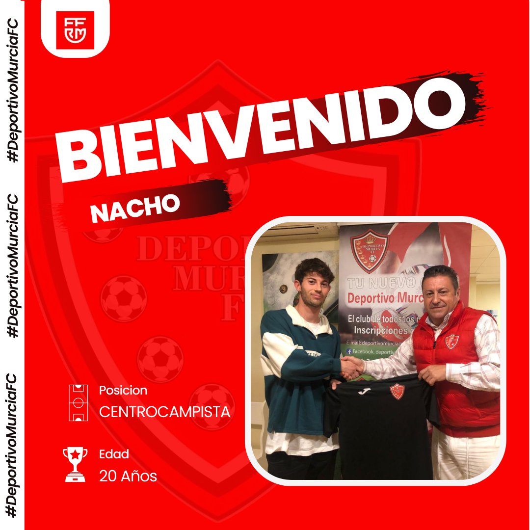 DeporMurciaFC's tweet photo. Tenemos el placer de anunciar a @nacho_fdz5 jugador de excelente calidad, capaz de dominar el juego él solo, un todoterreno para el centro del campo.

👏 Enhorabuena y bienvenido https://t.co/BTyi2tQexk