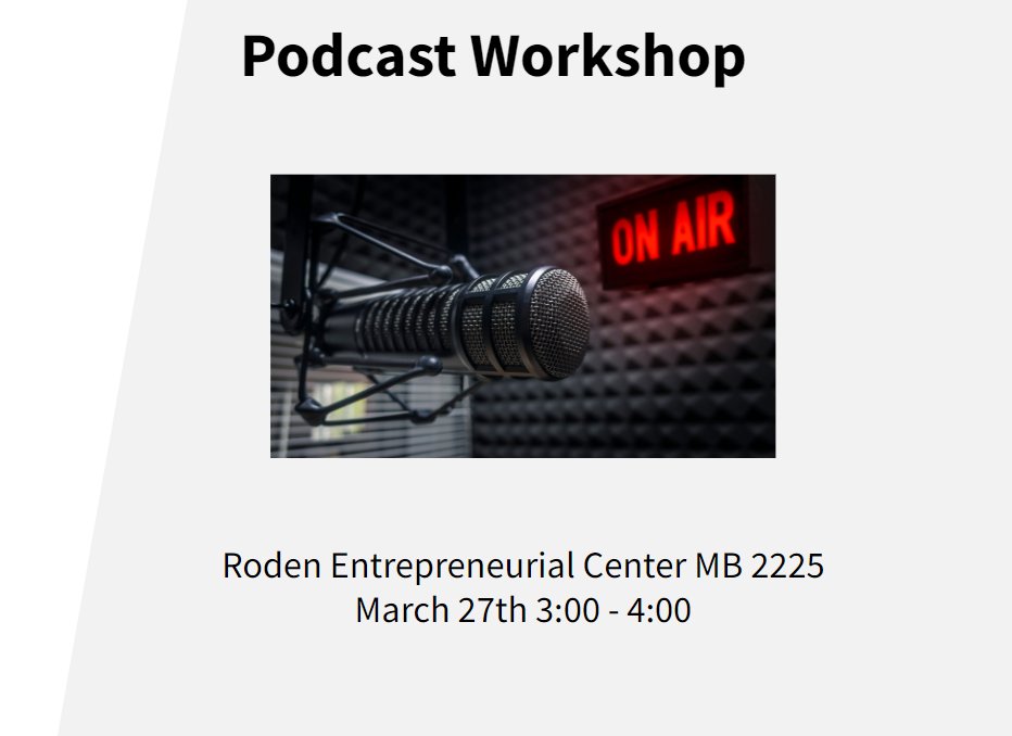 Interested in starting a podcast? Learn some basics from our own Dr. Peckham from Investor Professor Podcast. Monday, March 27th at 3:00 pm.  Seats are limited.  RSVP here utpb.startuptree.co/.../WaSsVcpF..…