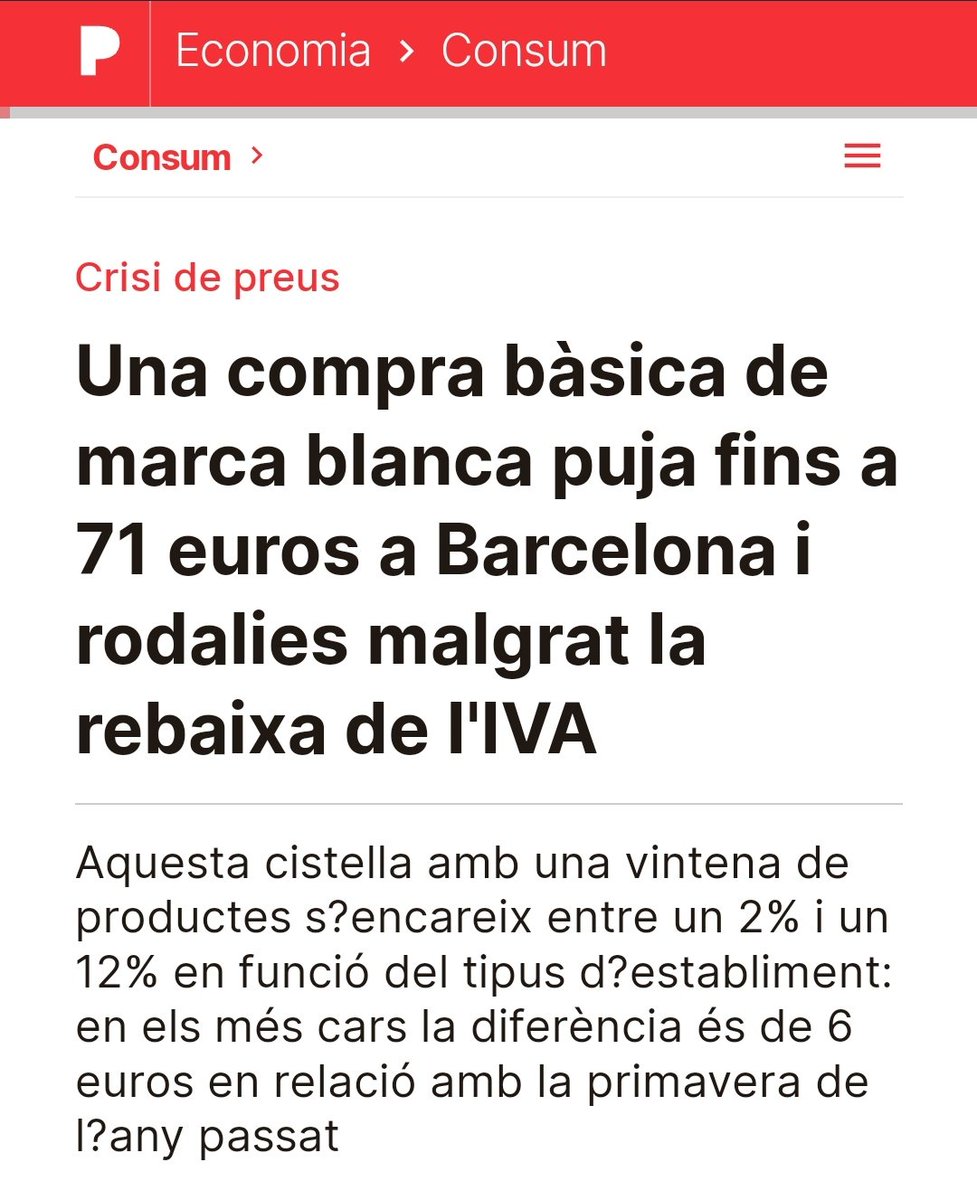 FloresAlbaa's tweet photo. Menys rebaixes de l'IVA i més regulació del mercat. https://t.co/SQK8TPvrRr