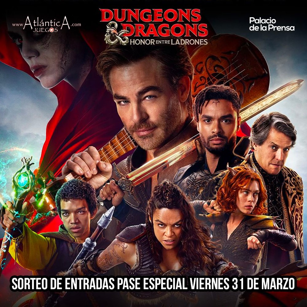 palacioprensa's tweet photo. ¡SORTEO de 5 entradas dobles para el Pase Especial de este viernes 31 de marzo en el estreno de #DungeonsAndDragonsLaPelicula ! 🐉🔥🔮

PARTICIPA
Sigue a @palacioprensa + @AtlanticaJuegos + ❤️ + RT + Menciona con quién te gustaría asistir

Cierre sorteo jueves 30/3 a las 12h https://t.co/mE7IXX3Rml
