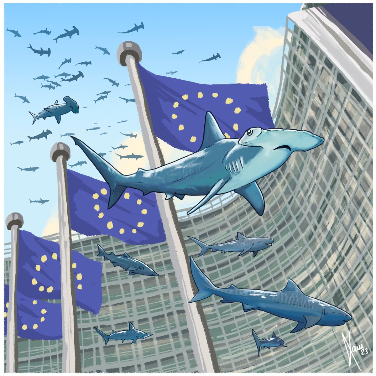 JETZT findet im #EU-Parlament in #Brüssel das Hearing zur Bürger:innen-Initiative #StopFinningEU, statt!🦈🇪🇺 Viele von euch haben mitgeholfen, damit wir die notwendigen Stimmen schaffen & im Parlament die Forderungen vorstellen können. Danke! 
#DaumenDrücken! Illu: @xavi.erra !B