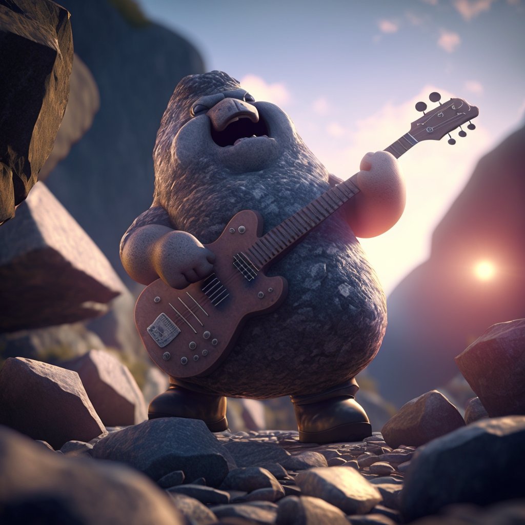 MarshMarlowe13_'s tweet photo. Meet Rokk🗿 — the chubby, rock-and-roll enthusiast who finds solace in the beauty of natural rock formations. To him, the sunset is a spotlight, the mountains are his stage, and the pebbles are his fans. 🎸✨

Let's rock with him! 🤟🔥
@XRPLrock
@RockyXBoa 

#XRPLrock 
#xRockTH2 https://t.co/1aLBck5lHt