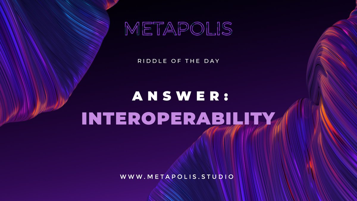 themetapolis's tweet photo. Get ready for the reveal! 

Yesterday's #RiddleOfTheDay was centered around an important element of the Metaverse industry: Interoperability

Congratulations to those who got it right!

Stay tuned for more such riddles coming you way! https://t.co/kP5Lx3zTM0