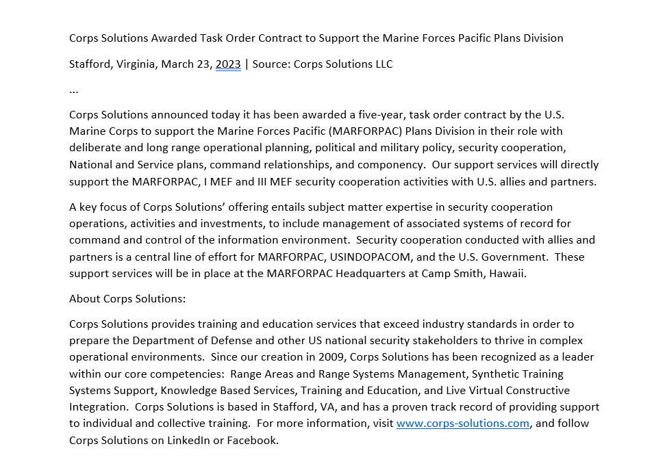 Corps Solutions tweet media