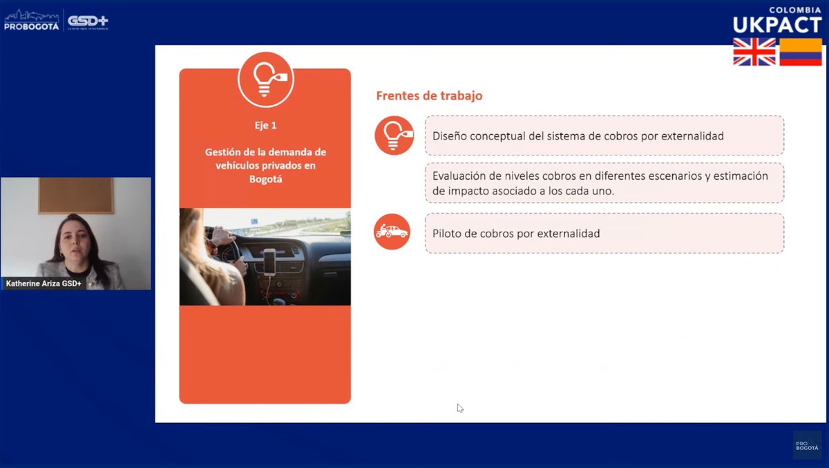 ProbogotaRegion's tweet photo. [#Ahora] Katherine Ariza, gerente de Planeación de Transporte de @GSDPLUS, habla del alcance del proyecto, los participantes, los frentes de trabajo y el uso de los resultados. 

Continúa el foro. Míralo ahora: https://t.co/XVZOUL610k https://t.co/kdCg6o6TgN