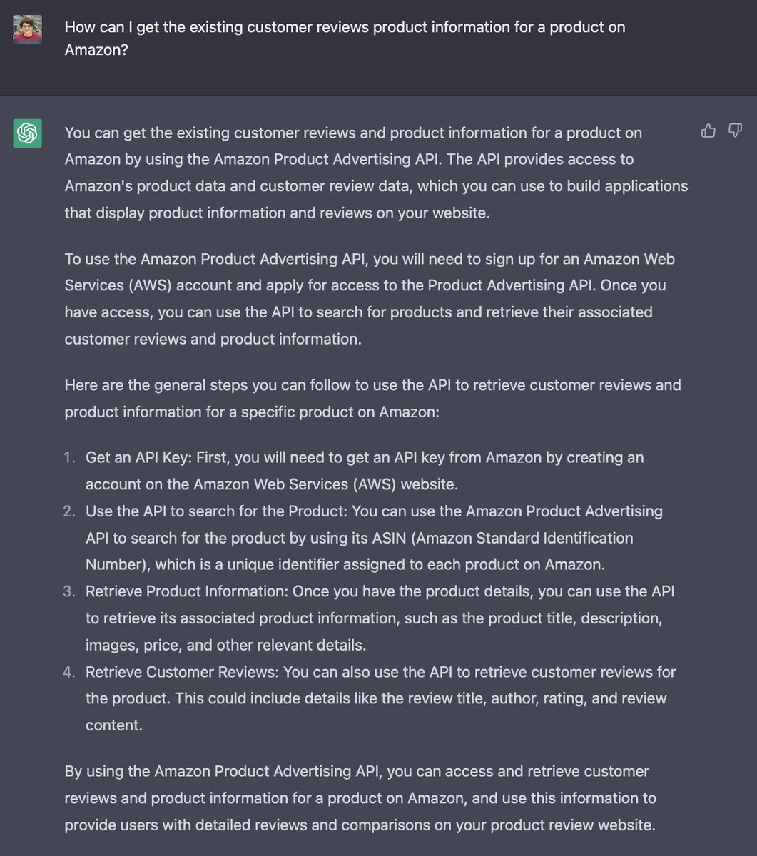 _barissen's tweet photo. Time to start coding! Asked ChatGPT, the expert developer, how to get product information - and it already started coding for me.  👀

(Our conversation and implementation went back and forth for two days, skipping the boring parts here.) https://t.co/LFljymgy7S