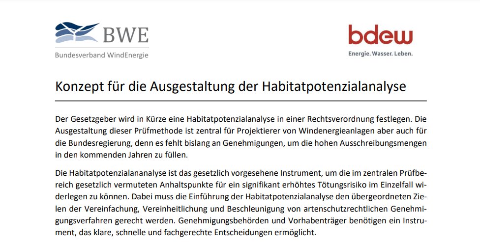 BDEW (@bdew_ev) on Twitter photo Genehmigung von #Windenergie.anlagen muss #Artenschutz & #Klimaschutz in Einklang bringen: <a href="/BWEeV/">Bundesverband WindEnergie e.V.</a> & BDEW legen Vorschlag für Ausgestaltung der Habitatpotenzialanalyse vor. „Der Windenergieausbau an Land verläuft aktuell zu langsam“ sagt <a href="/KerstinAndreae/">Kerstin Andreae</a>. bdew.de/presse/pressei… Genehmigung von #Windenergie.anlagen muss #Artenschutz & #Klimaschutz in Einklang bringen: <a href="/BWEeV/">Bundesverband WindEnergie e.V.</a> & BDEW legen Vorschlag für Ausgestaltung der Habitatpotenzialanalyse vor. „Der Windenergieausbau an Land verläuft aktuell zu langsam“ sagt <a href="/KerstinAndreae/">Kerstin Andreae</a>. bdew.de/presse/pressei…