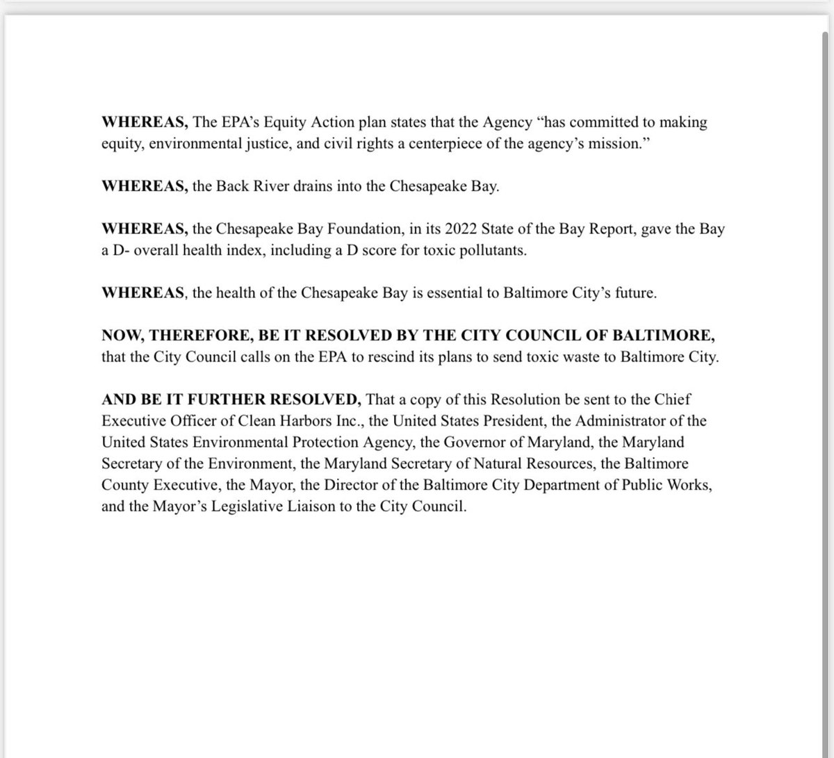 Zeke_Cohen's tweet photo. Today I’ll introduce a resolution calling on the EPA to reverse its decision to send contaminated water from East Palestine to Baltimore.

We should not be a dumping ground for toxic sludge. https://t.co/JzYauhvDr7