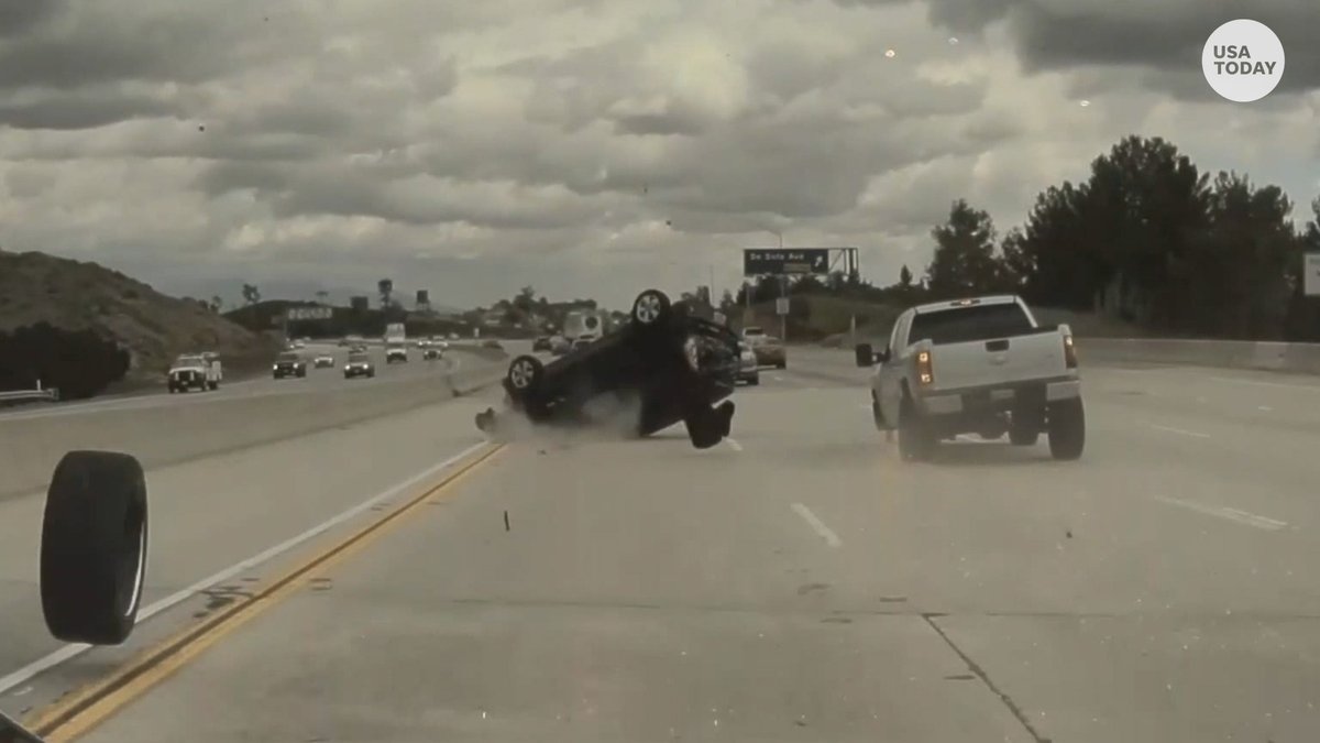 USA TODAY on Twitter "A dashcam captured a car flipping over in the air after a rouge tire