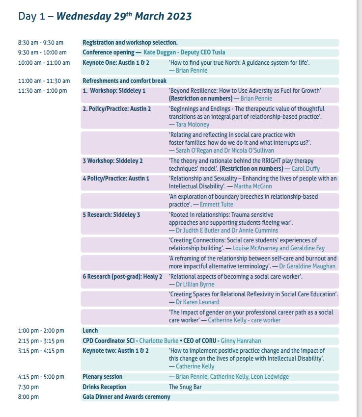 SocialCareIre's tweet image. SOCIAL CARE ANNUAL CONFERENCE - only 2 more days!!
Registration for workshops opens on the day of the workshop only.
Some of our workshops have limited availability. We strongly advise you to register for your workshop early to avoid disappointment.
#sciac2023