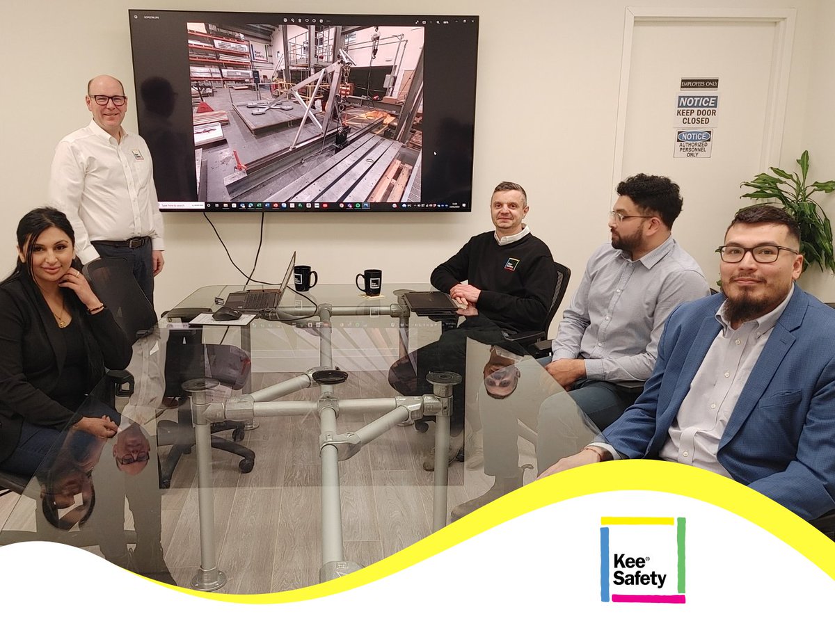 KeeSafety_CA's tweet photo. #KeeSafetyCanada team reviewing some new product developments with our Group Engineering Director, Bill Parsons, who was in Toronto last week in his role as the Chair of the CSA Z259 Technical Committee on Fall Protection.
#KeeSafety #safetysolutions #fallprotection #engineering https://t.co/Rs6zaalHHP