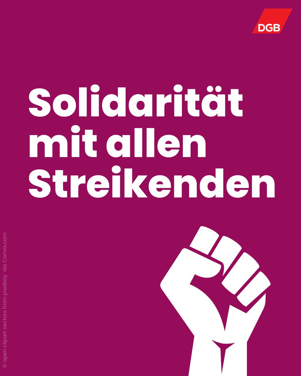 Zeig dich solidarisch mit allen Kolleg*innen, die heute für bessere Arbeitsbedingungen auf den Straßen sind. 💕✊

#Streik #VolleSolidarität #DGB #ZusammenGehtMehr #GemeinsamMehr