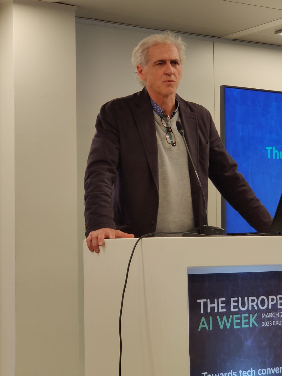 ArentsHA's tweet image. In the opening session of the #EUAIWeek, Hugues Bersini, professor @ULBruxelles, says that @BrusselsFARI (AI for the Common Good Institute) is the #only not-for-profit initiative worldwide where public #administrations can call upon #research institutes to develop #AI solutions