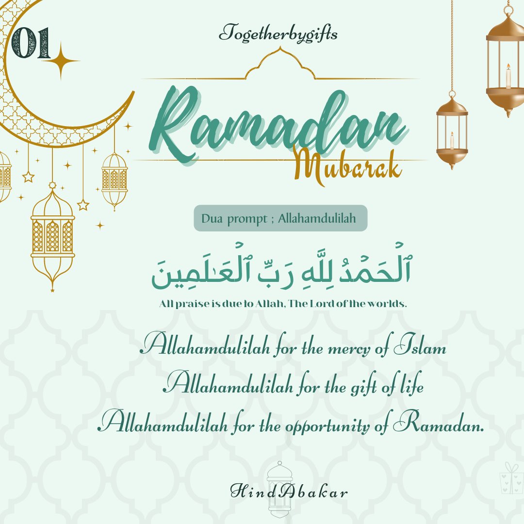 HindAbakar's tweet photo. Ramadan Mubarak🌙❤️.
May Allah except our ibadas.

 Day 01~ Allahamdulilah.
For being a Muslim,
For being alive,
For good health,
For having a family,
For the roof over my head,
For the opportunity of Ramadan...
May we always be in the state of gratitude and contentment. https://t.co/Rd12y6nqlf