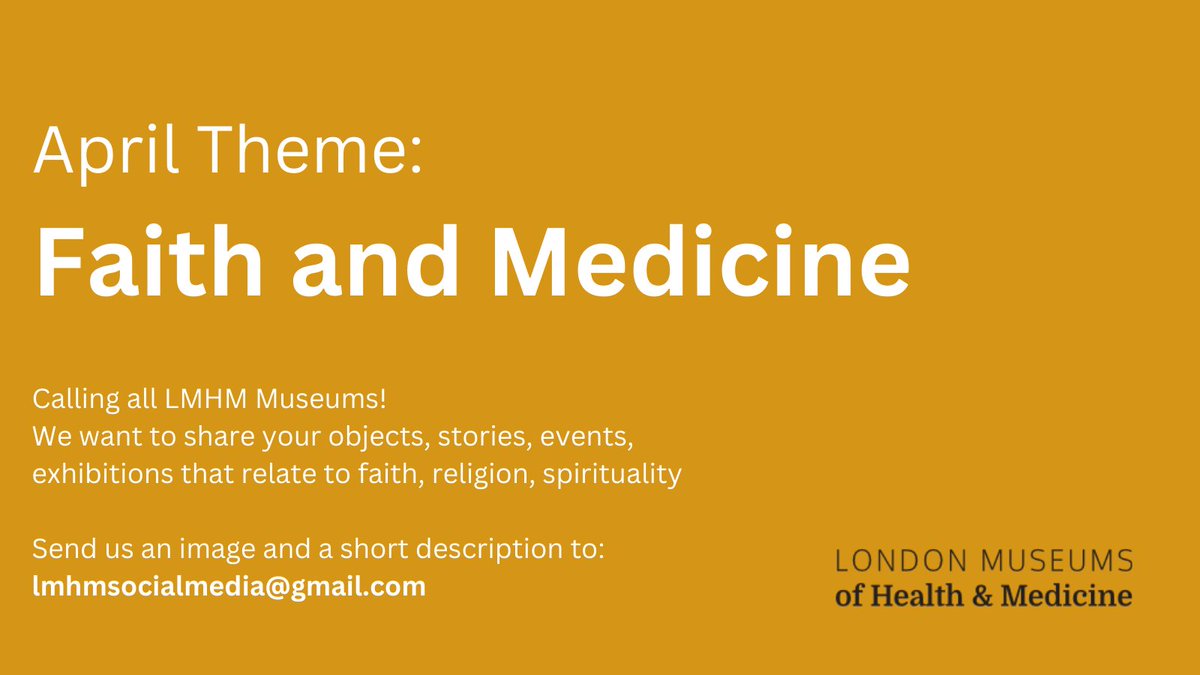 medicalmuseums's tweet image. 'Faith and Medicine' is our theme for April.  If you are a LMoHM member,  let us know about any content you would like to be shared. As always, the theme is open to interpretation.

Get in touch: lmhmsocialmedia@gmail.com 

#medicalmuseums #medicine #faith