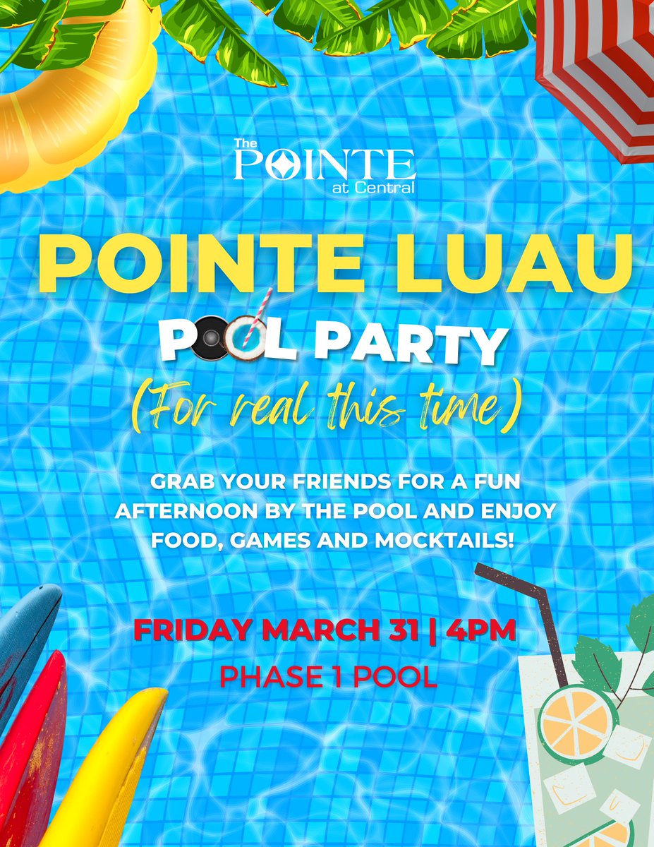 PointeAtCentral's tweet photo. The pool party of the year is here! Come out this Friday for an afternoon of fun with friends 🏖️ https://t.co/tgA99VGxQT