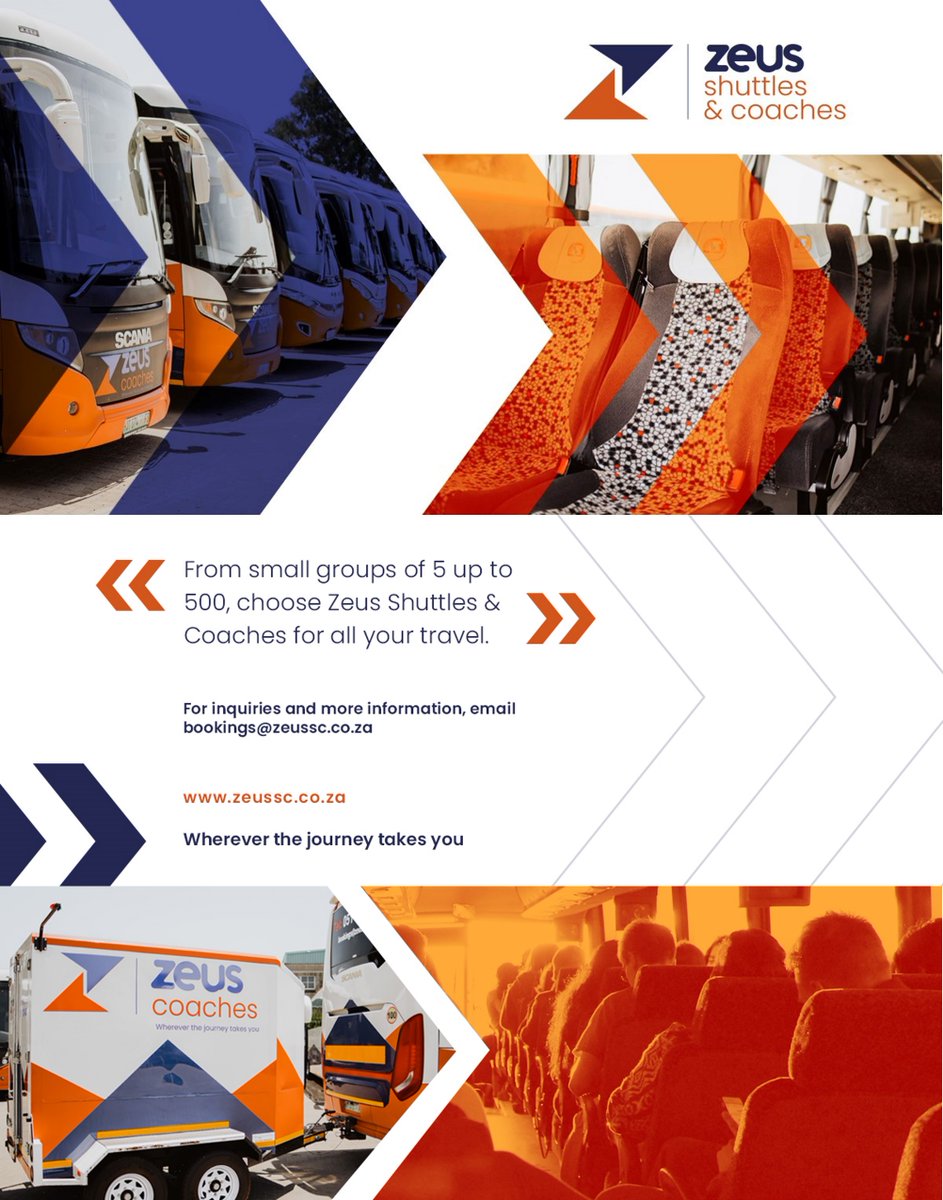 From airport transfers to corporate events, we have you covered.
For more information, call us on 051 430 6451 or email Bookings@zeussc.co.za

#transportation #shuttleservice #shuttlebus #travelcoach #traveling  #longdistancetravel