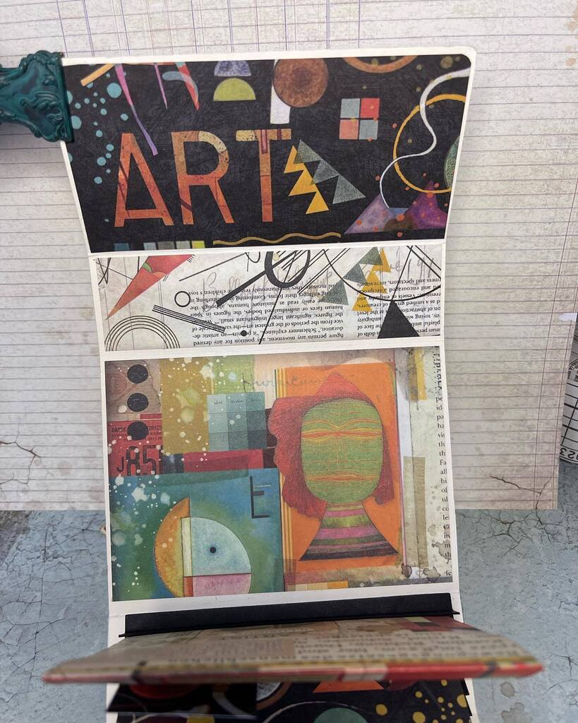 Day 27: got a little bit further one of my super secret projects. This paper line from <a href="/stamperia/">Antica Stamperia</a> is a fabulous to use on any @eileenhull project. Kinda looks like the inside of my brain at any given moment 😂. The artist Bauhaus. #eileenhull #ehinspi… instagr.am/p/CqS1QlduWwT/