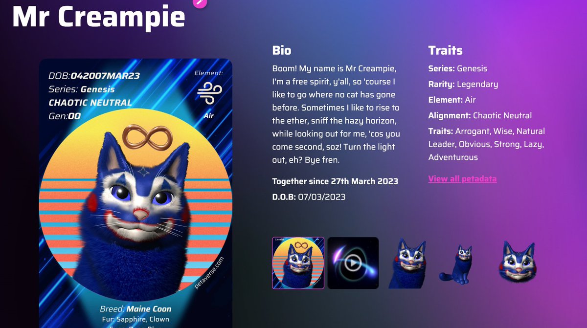 So excited to unbox Mr. Creampie with <a href="/wesatbab/">Wesley Graham</a> (in honor of #hacksonhbomax) - this freaky clown cat - part of the <a href="/PetaverseNetwrk/">Petaverse Network</a> 

Welcome to the world my new virtual fur baby 😘