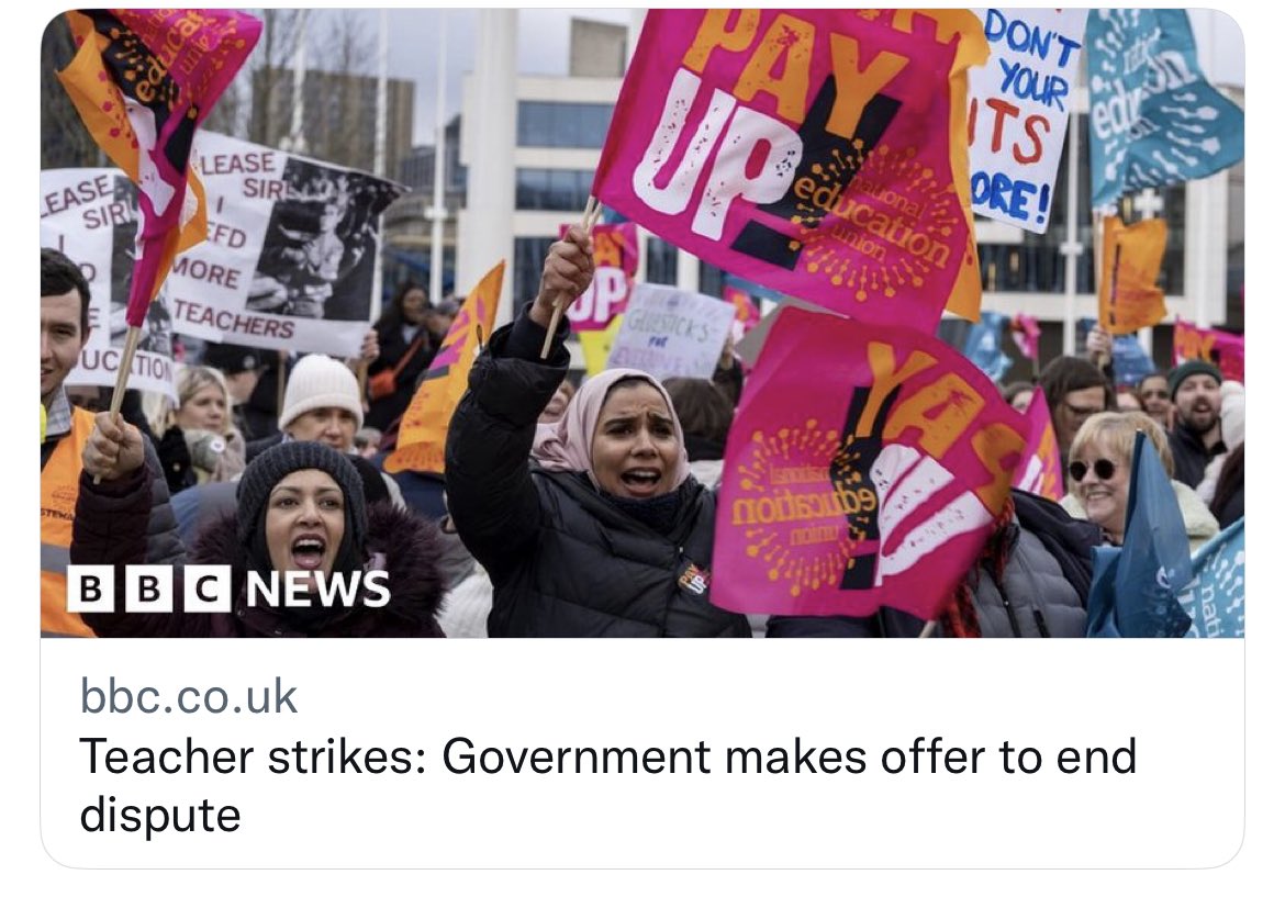Ceridwen Eccles (@teacherglitter) on Twitter photo ‘Government makes unfunded offer to English teachers, not inline with Scotland and Wales, and ignores calls for reform to ofsted and workload.’
Corrected it for you <a href="/BBCNews/">BBC News (UK)</a> ‘Government makes unfunded offer to English teachers, not inline with Scotland and Wales, and ignores calls for reform to ofsted and workload.’
Corrected it for you <a href="/BBCNews/">BBC News (UK)</a>