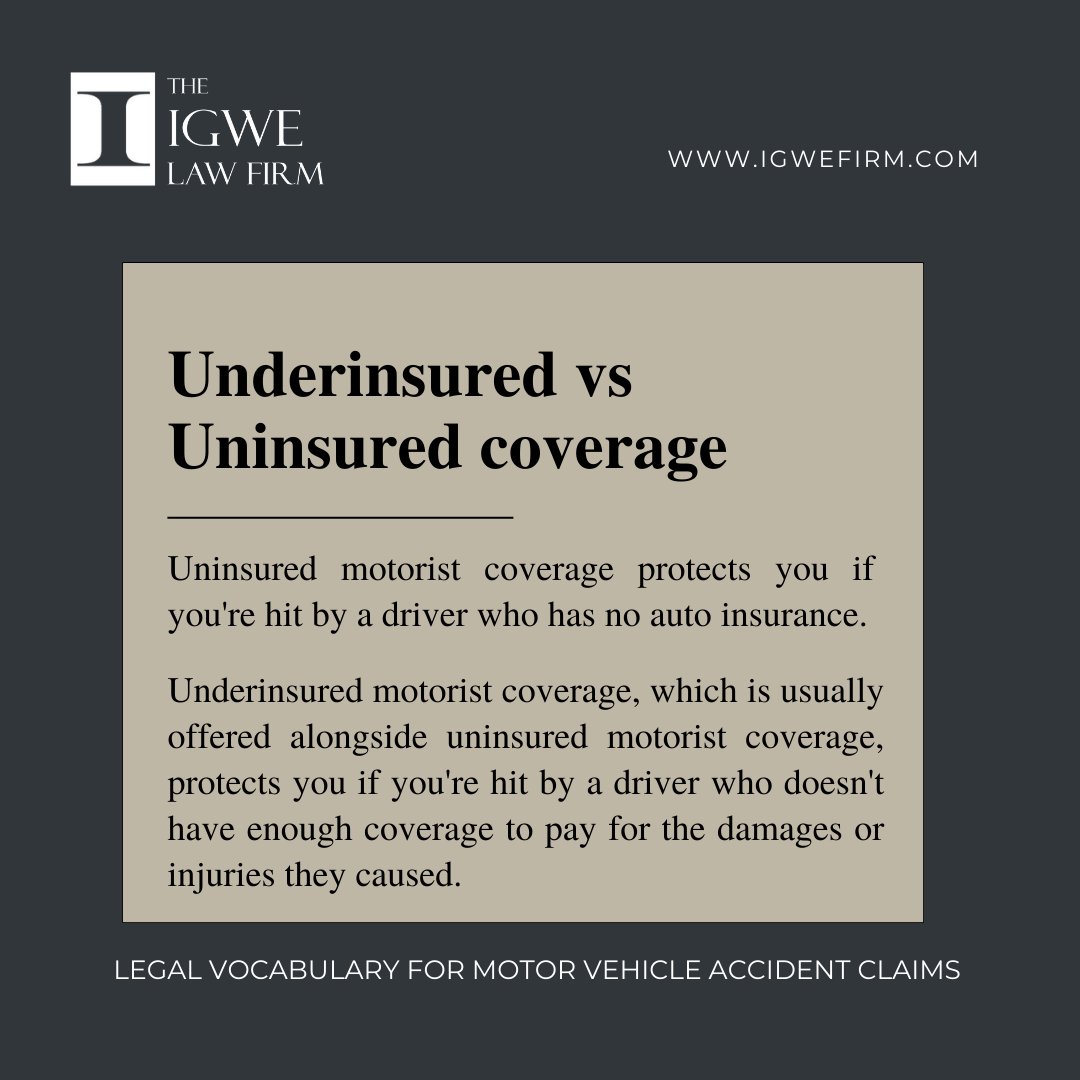 IgweFirm's tweet photo. Learn some of the main Legal Vocabulary for Motor Vehicle Accident claims you should know :)

Still need help? Contact us for a Free Case Evaluation.

#theigwefirm #attorney #attorneyatlaw #law #legalrepresentation #justice #motoraccident #accidentcar #accidentattorney #accidents https://t.co/VPaI5D1Y9p
