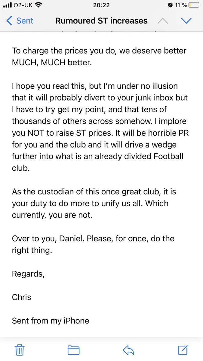 Chris_Boler79's tweet photo. An email to Daniel. I know the likelihood of it being read is minimal but why not give it a go? Our voices as fans should count. @SpursOfficial @THSTOfficial https://t.co/zOnkcOCNwL