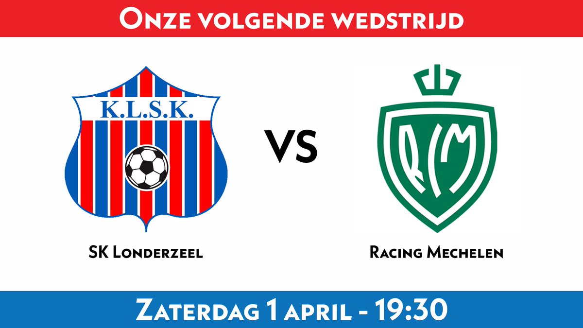 Zaterdag 1 april ontvangen we Racing Mechelen.
Aftrap om 19u30 in het Eeckelaers Stadion.
Supporters op post!