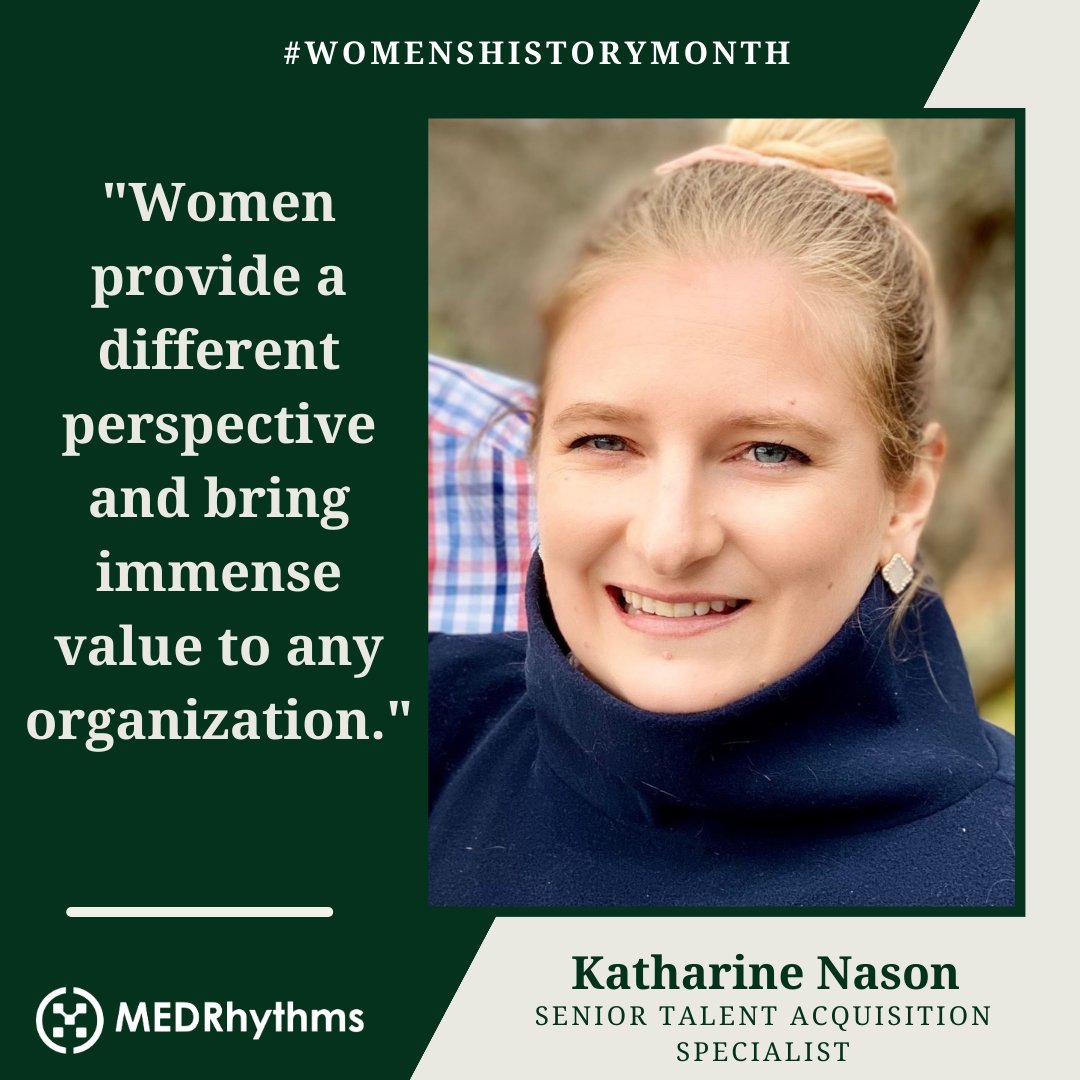 Our next Women’s History Month spotlight features Katharine Nason, MedRhythms’ Senior Talent Acquisition Specialist.

For more information on MedRhythms, visit buff.ly/3xYKsCW 

#WomensHistoryMonth #WomensHistoryMonth2023 #womeninhistory #herstory #womeninSTEM