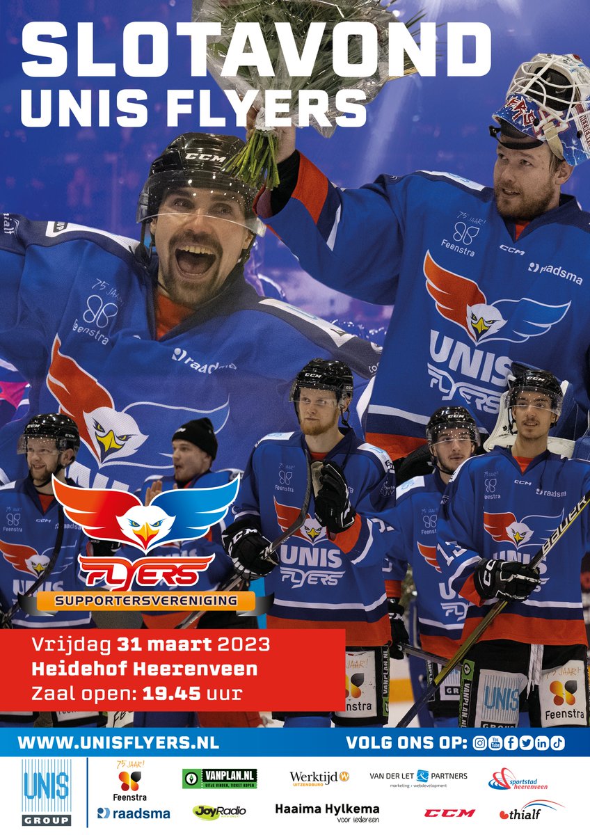 Helaas zit het #ijshockeyseizoen er @unisflyers op. Afgelopen weekend moest het team van coach Mike Nason de BeNe-League titel aan Bulldogs Liège laten. Desondanks mag UNIS Flyers terugkijken op een mooi seizoen, waarin het team toch elke finale wist te bereiken!