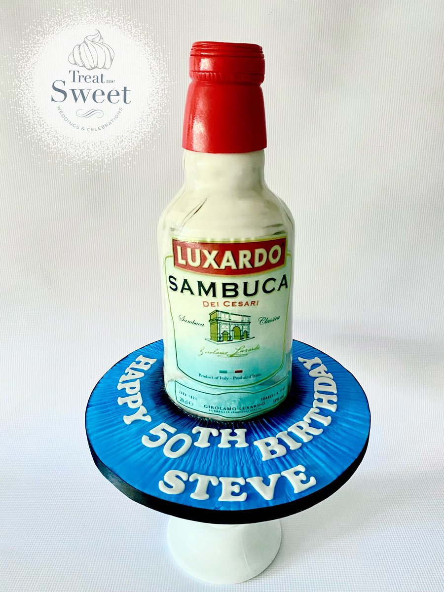 Sculpted Sambuca cake filled with vanilla and strawberry Jam. 
This looks like a mini bottle but it
Was actually huge 😂😂