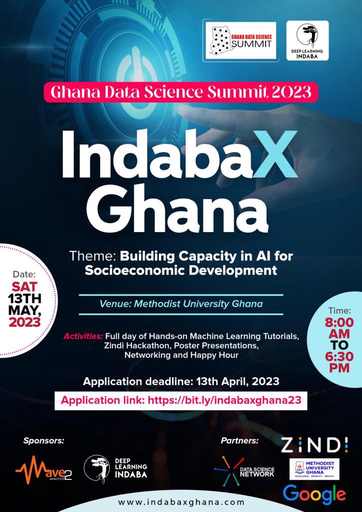 1/2 🇬🇭🇬🇭🇬🇭Want to hone your #Python programming, #datascience and #machinelearning skills?
Apply for the Ghana Data Science Summit (IndabaX Ghana) 2023 and choose the <a href="/ZindiAfrica/">Zindi</a> Hackathon Track.