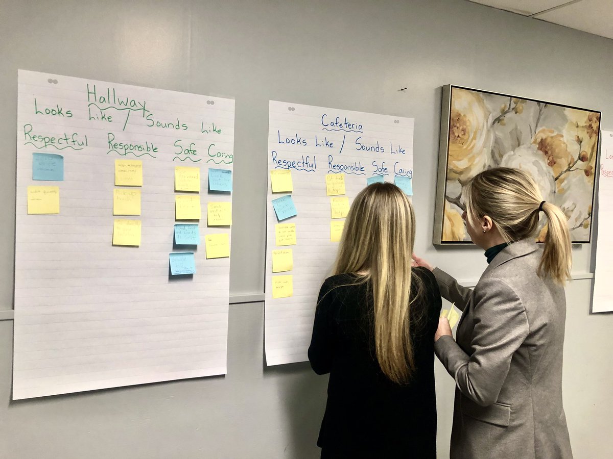 KeswickValley's tweet photo. Great professional discussion during our PBIS meeting as we worked on creating our school wide #behaviormatrix #pbis #sel @ASD_West https://t.co/RmYygCCH96