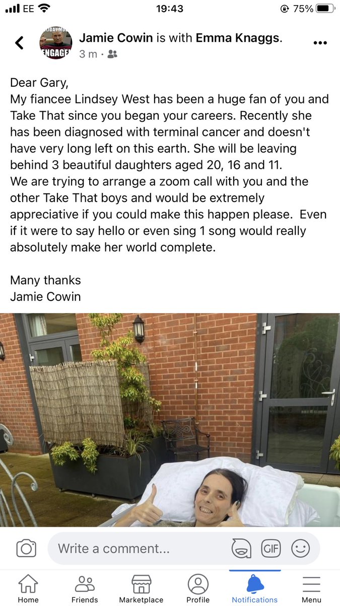 emmalou25's tweet image. To all my TT girls can we all try and get @GaryBarlow @HowardDonald @OfficialMarkO to see this post.
Poor Lindsey doesn’t have much time left and this would be amazing if one of the lads could send her a message, let’s get retweeting and work our magic 🥰🥰