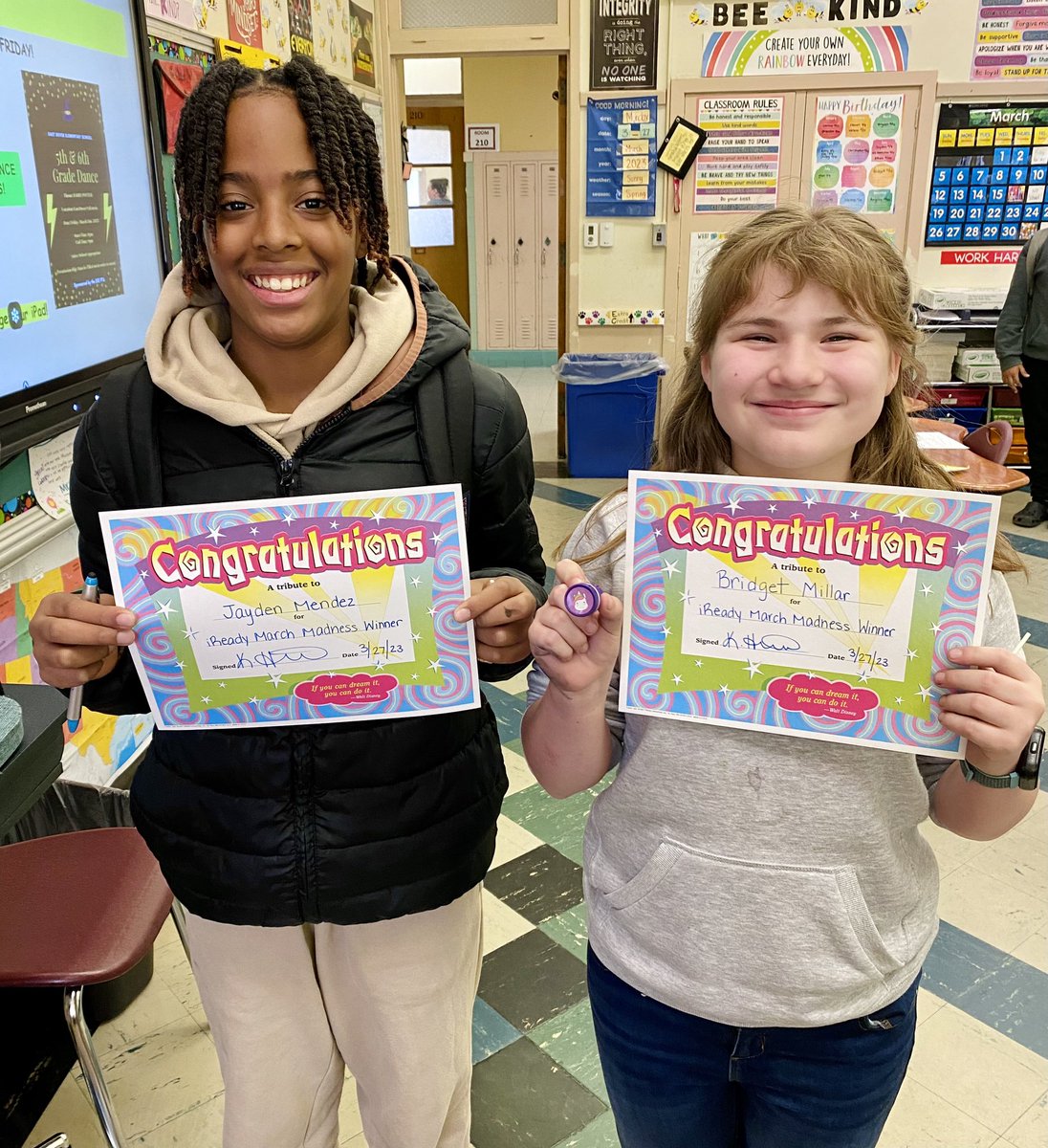 KLyons_nj's tweet photo. Classroom iReady March Madness Winners! Our class has been challenging each other to pass more lessons this month! 🏀 🧠 ✅ https://t.co/olAzQNOTBh