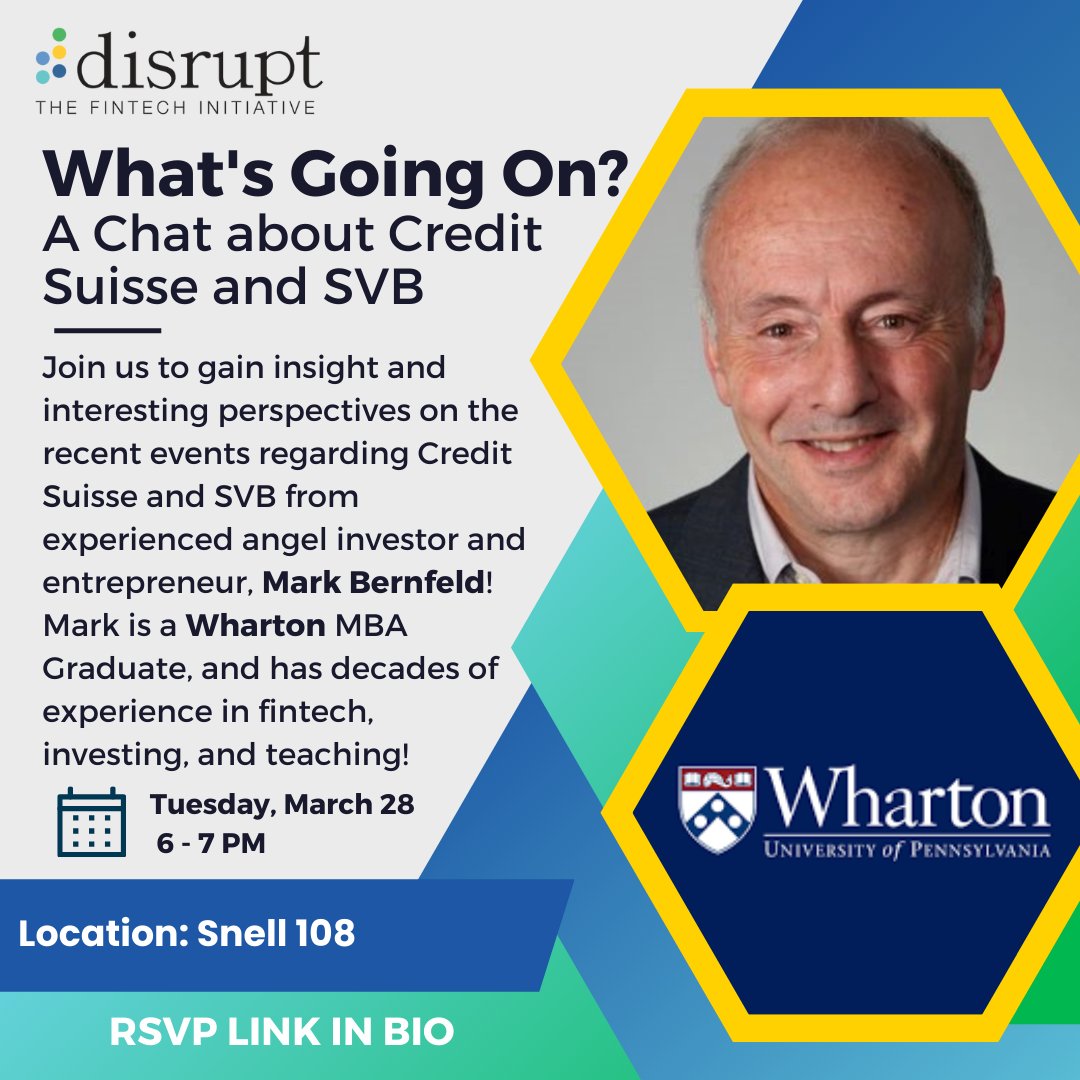 Are you curious about current events in the Finance and FinTech industries? Then mark your calendars and join us for an event featuring a guest speaker like no other: Mark Bernfeld! 

RSVP using the link in our bio!